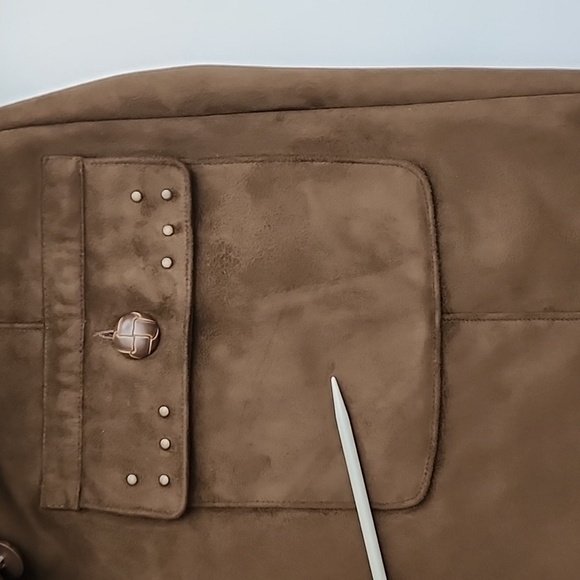 Centigrade Women's Long Faux Suede Button Up Winter Coat Faux Fur Collar Sz M - Picture 10 of 15